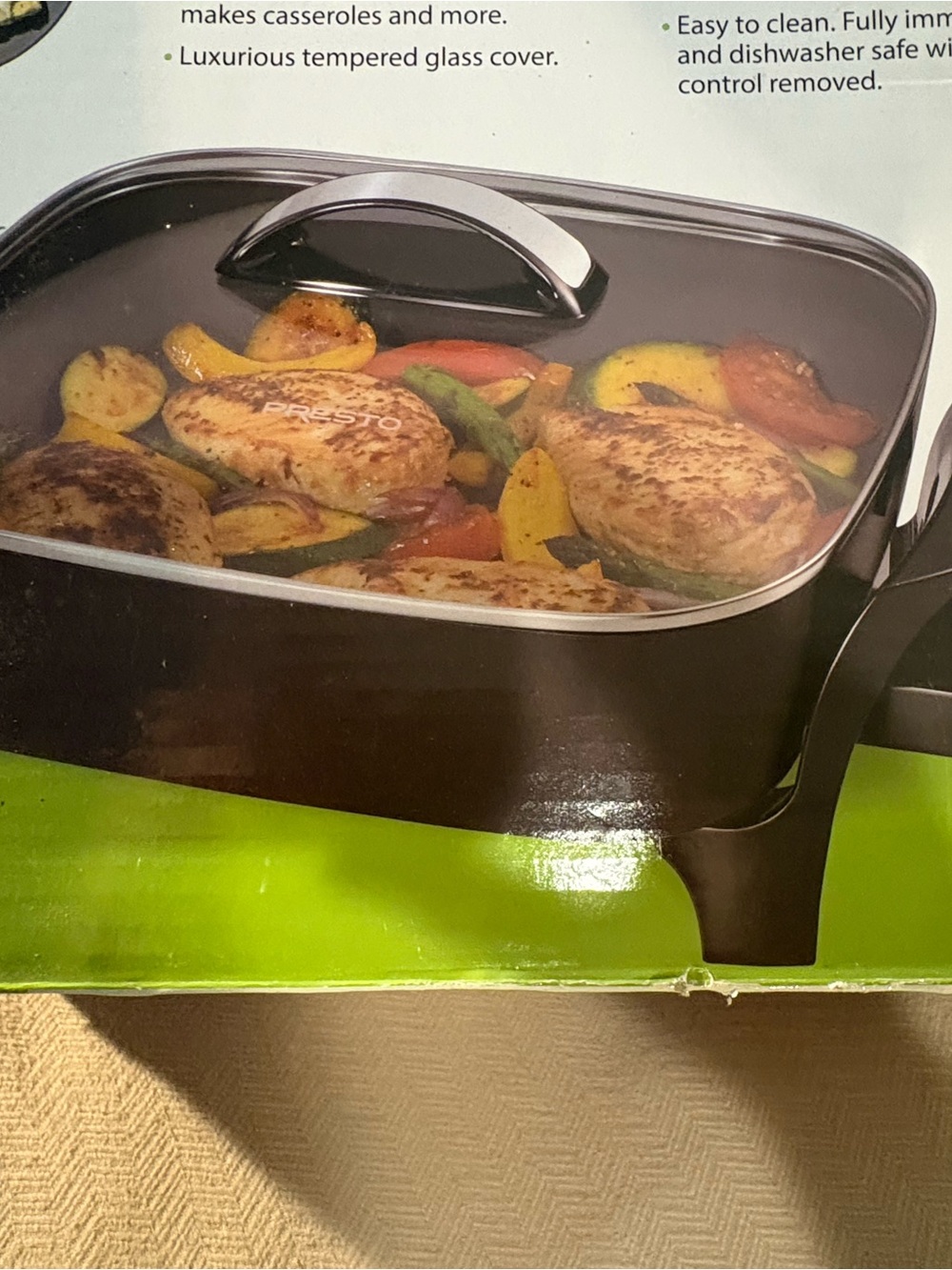 Presto Black Electric Skillet with Tempered Glass Lid